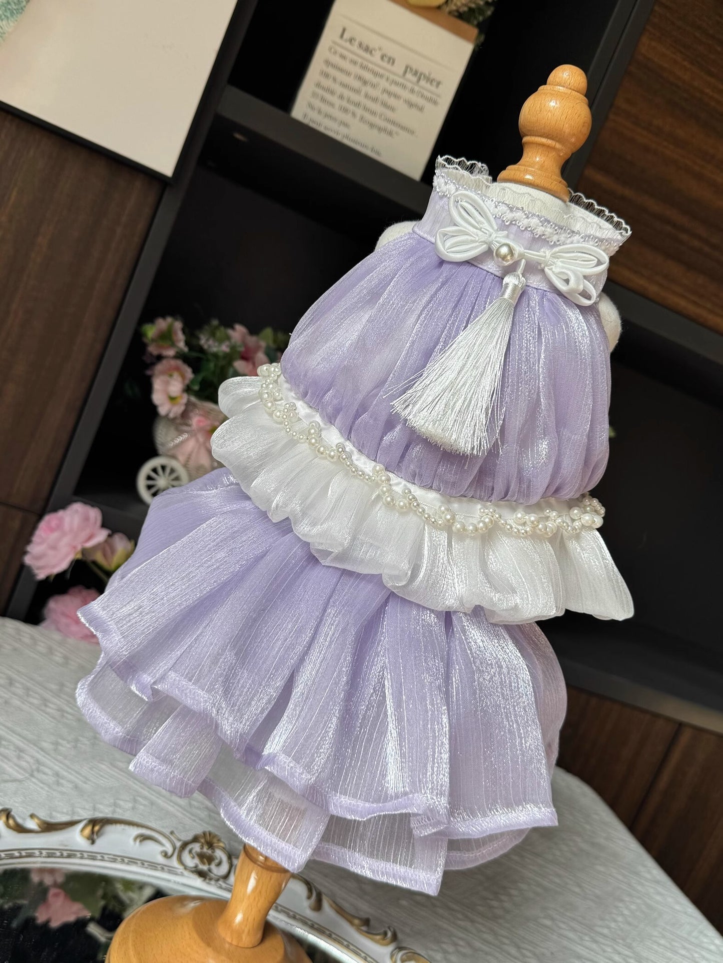 Premium Glossy Purple Layered Lolita Dinner/Party Pet Dress