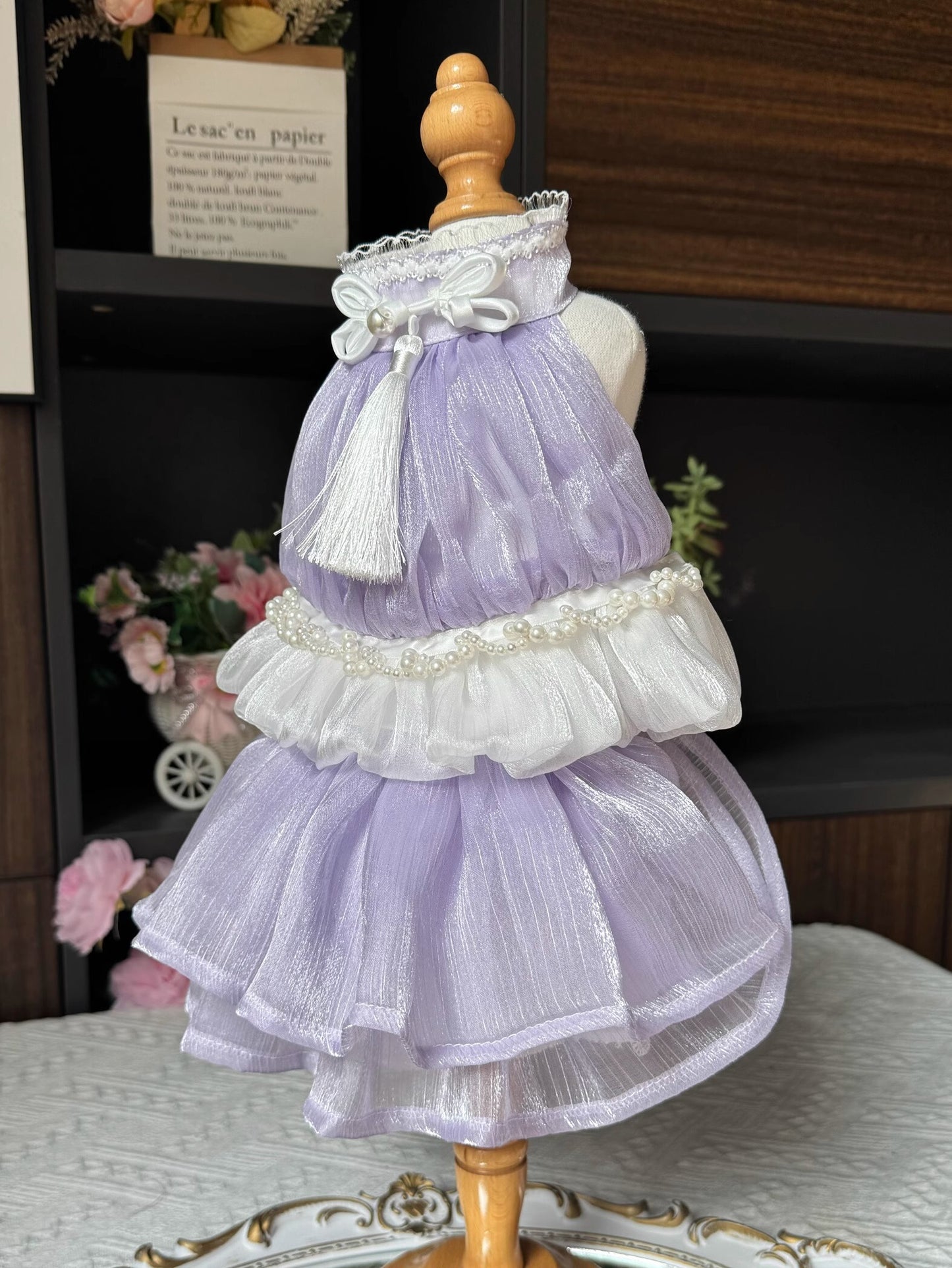 Premium Glossy Purple Layered Lolita Dinner/Party Pet Dress