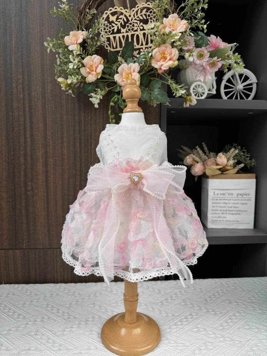 Premium Sweet Flora Pink Layered Princess Lolita Dinner/Party Pet Dress