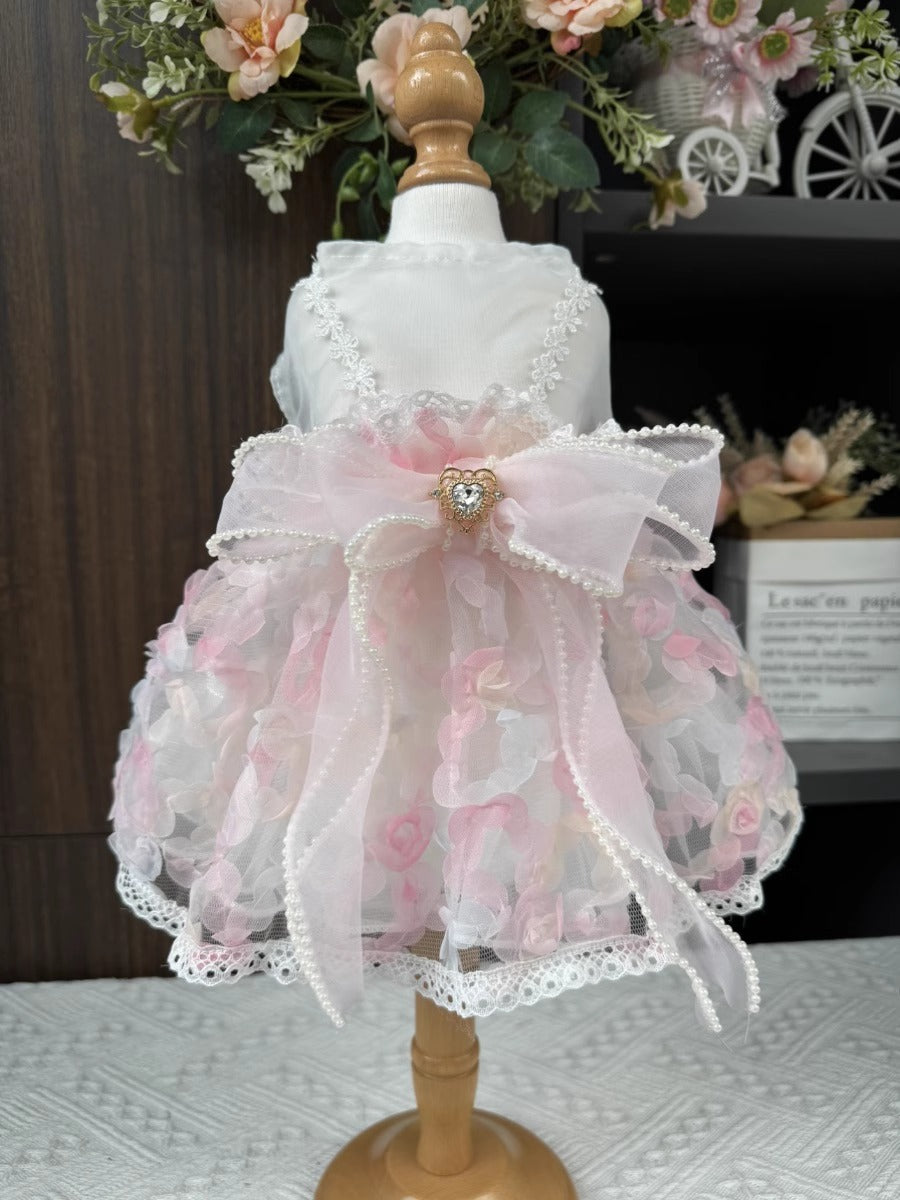 Premium Sweet Flora Pink Layered Princess Lolita Dinner/Party Pet Dress