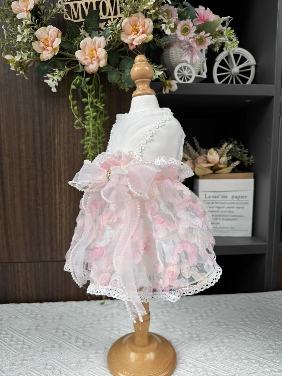 Premium Sweet Flora Pink Layered Princess Lolita Dinner/Party Pet Dress