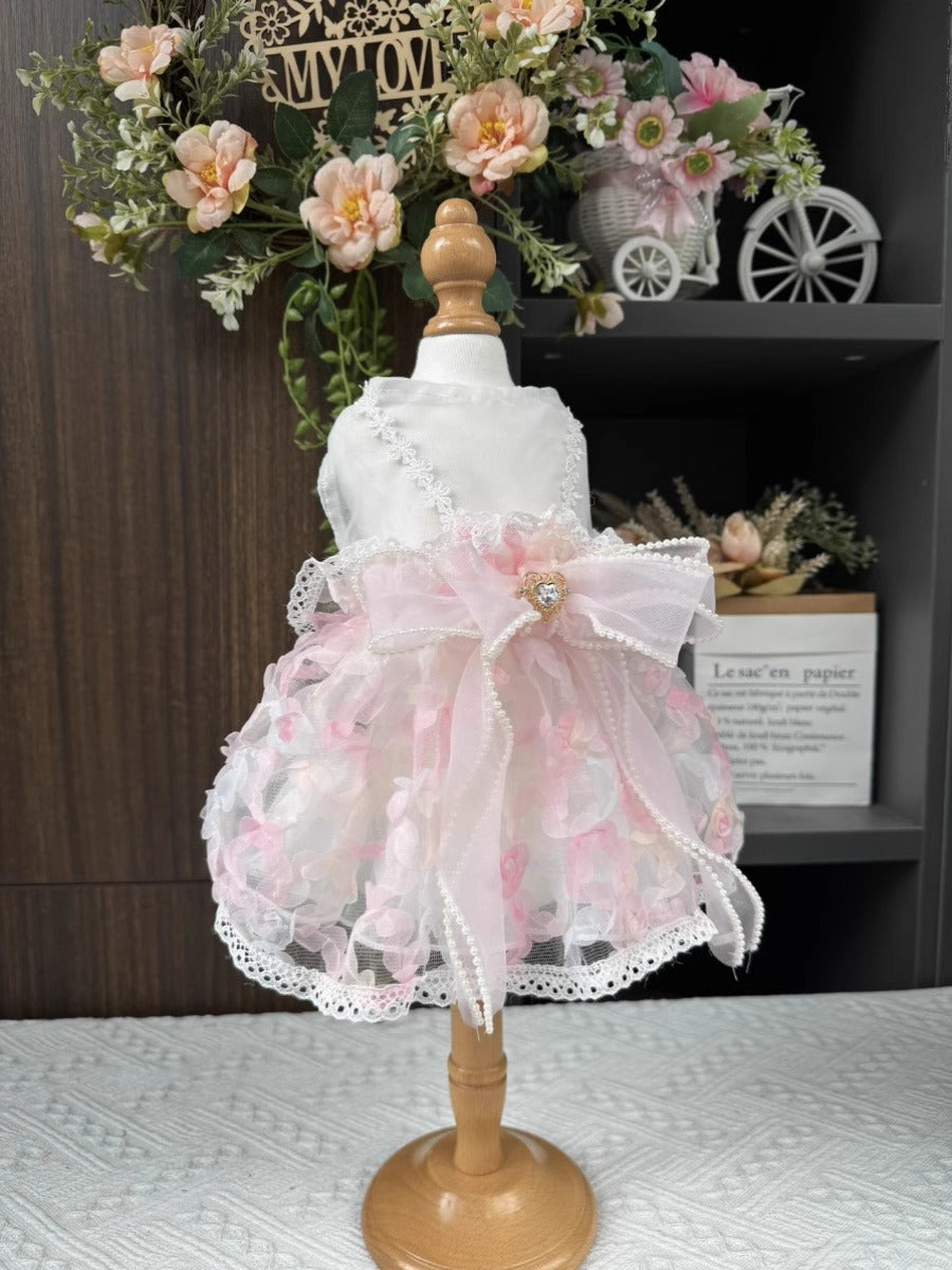 Premium Sweet Flora Pink Layered Princess Lolita Dinner/Party Pet Dress