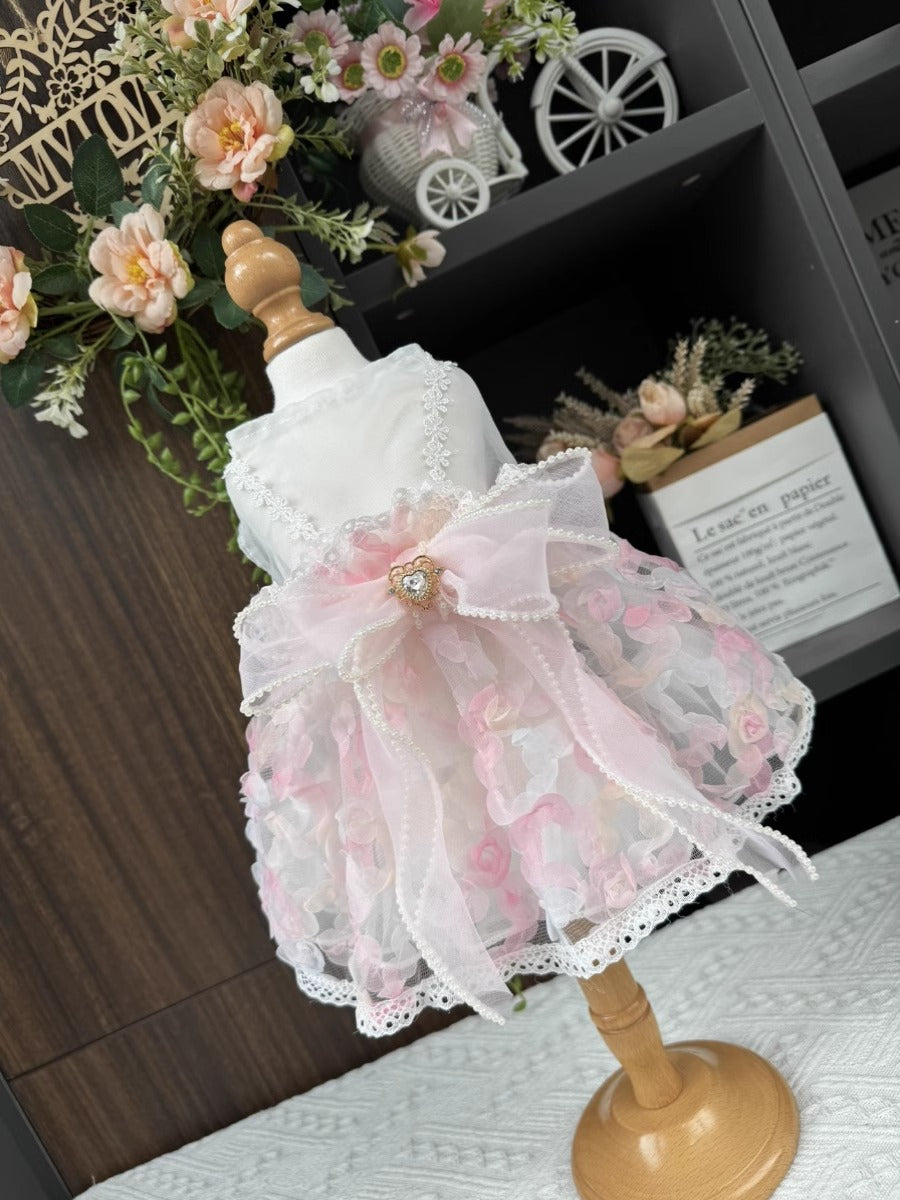 Premium Sweet Flora Pink Layered Princess Lolita Dinner/Party Pet Dress