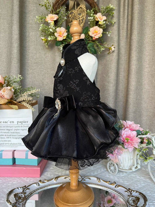 Super Premium Classy Black Layered Laced Princess Lolita Pet Event Dress