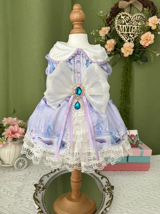 Premium Violet Frozen Layered Laced Princess Lolita Pet Event Dress