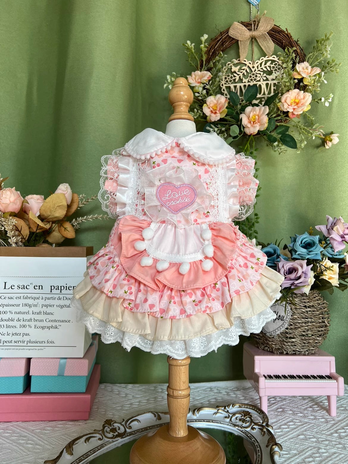 Soft Pink-yellow Layered Hearted Lolita Dress