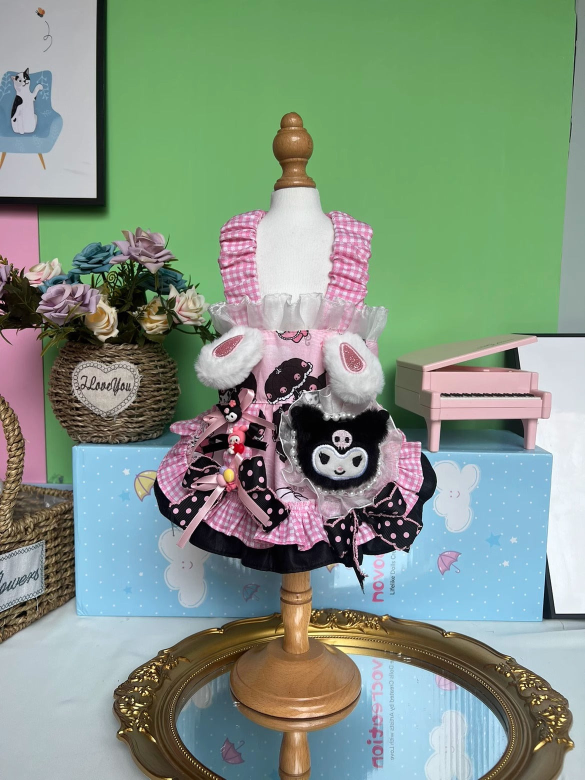 Sanrio Pink Layered Rabbit Cute Little Kuromi Lacey Lolita Dress